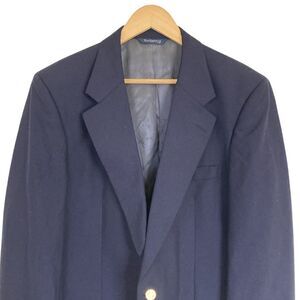 Burberrys' Mens Vintage Navy‎ Wool 44R Blazer 2 Gold Button Front Single Vent